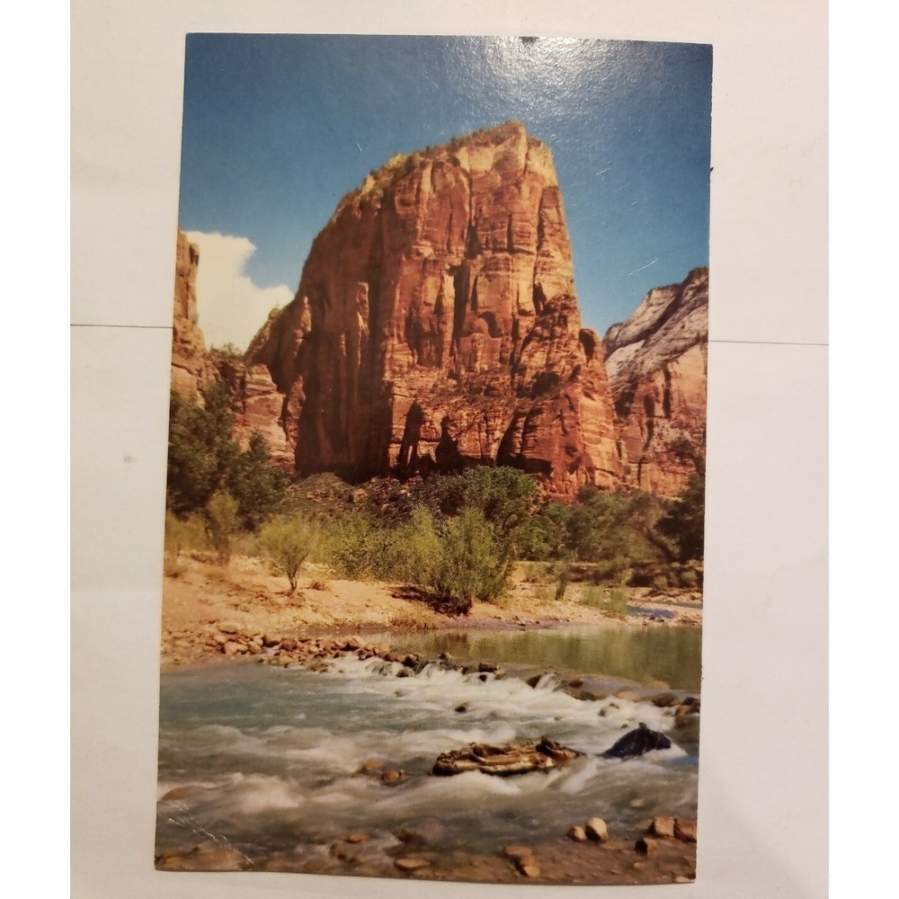 Vintage Angel's Landing Zion National Park Postcard Unused Hubert Lowman ES-59